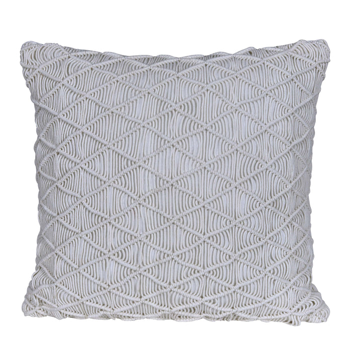 Macrame White Embroidery Cotton Cushion Cover
