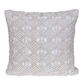 Plain White Handmade Macrame Cushion Cover