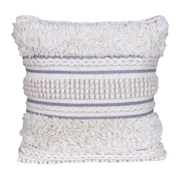 Geometric Embroidery Liner Off White Cushion Cover