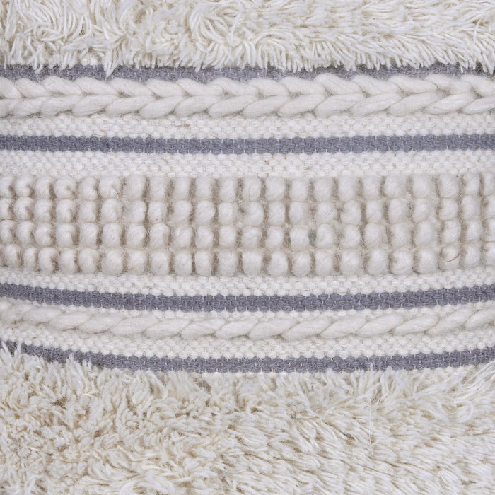 Geometric Embroidery Liner Off White Cushion Cover