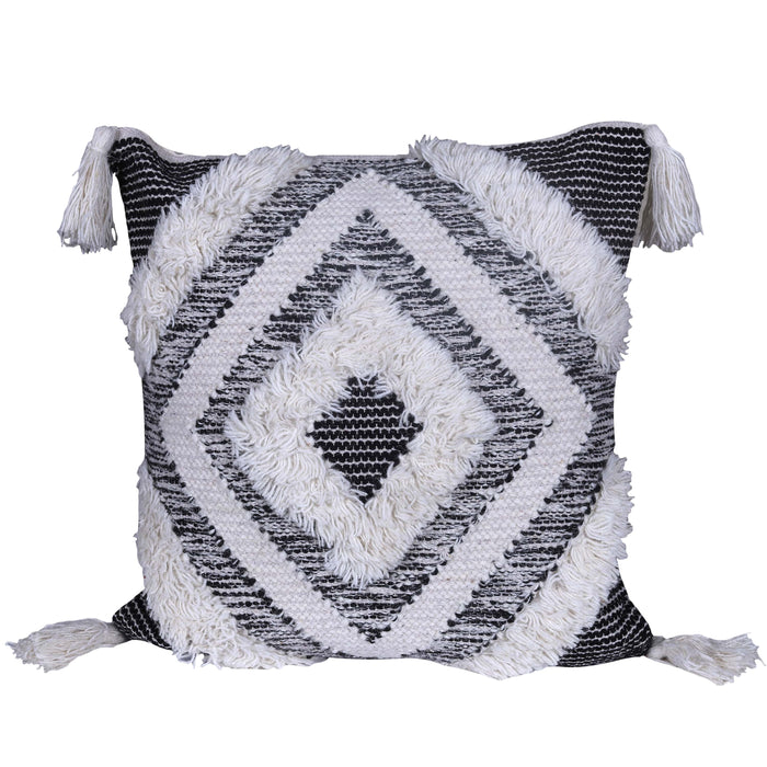 Traditionally Designed White Geometric Cushion Cover