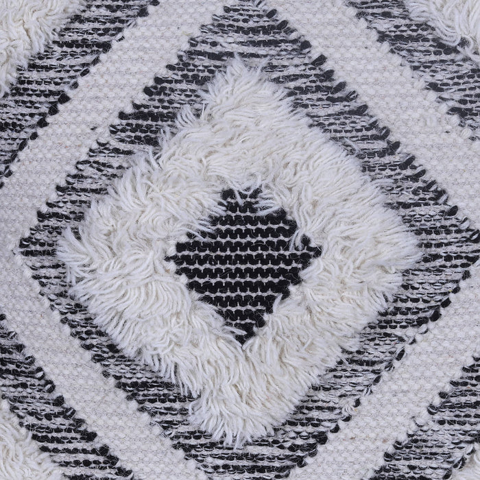Traditionally Designed White Geometric Cushion Cover