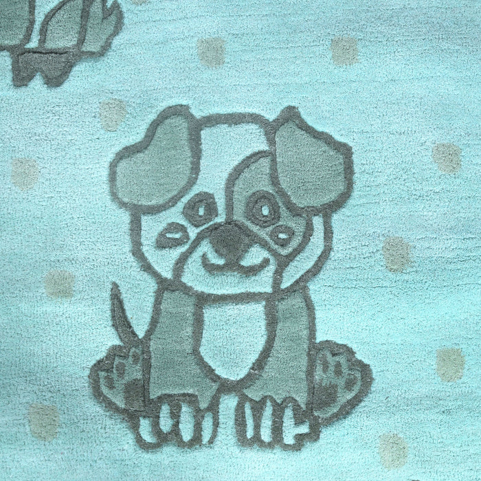 PEQURA Pet Animal Cartoon Hand Tufted Wool Kids Carpet - Rectangle