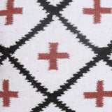White/Red Patterned Geometric Cushion Cover