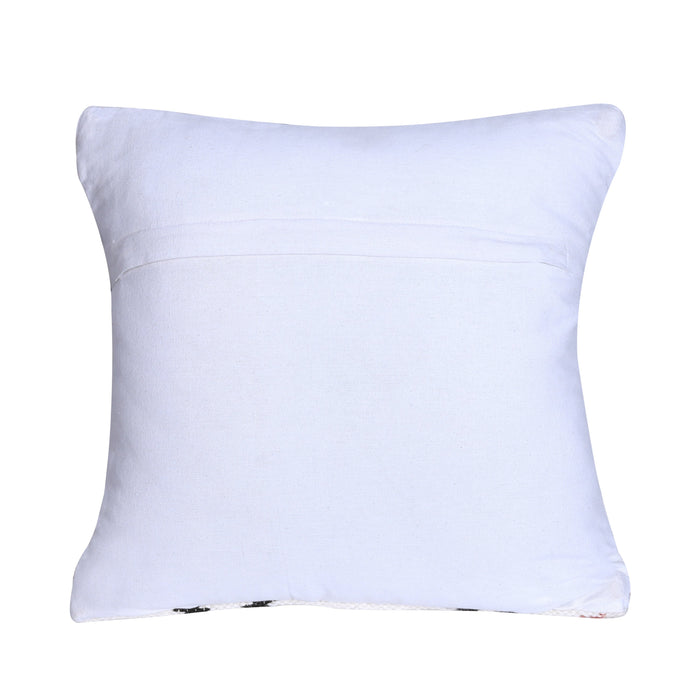 White/Red Patterned Geometric Cushion Cover
