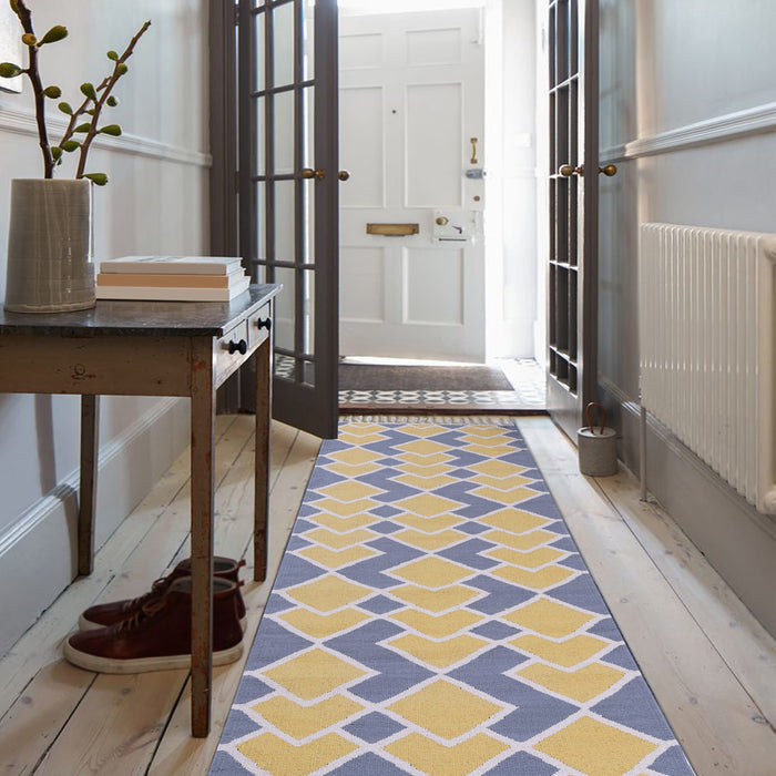 PEQURA Yellow/Grey and Natural color Cotton Rug/Runner/Door Mat