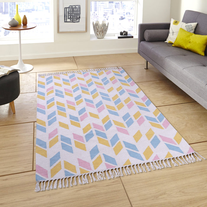 PEQURA Multicolor Cotton Floor Covering Jora Runner Mat