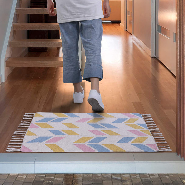 PEQURA Multicolor Cotton Floor Covering Jora Runner Mat