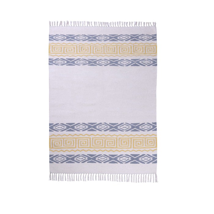 PEQURA Yellow/Gray and Natural Color Cotton Floor Covering Akbar Rug/Runner/Door Mat