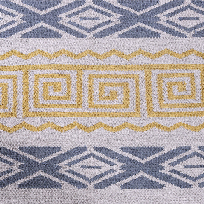 PEQURA Yellow/Gray and Natural Color Cotton Floor Covering Akbar Rug/Runner/Door Mat