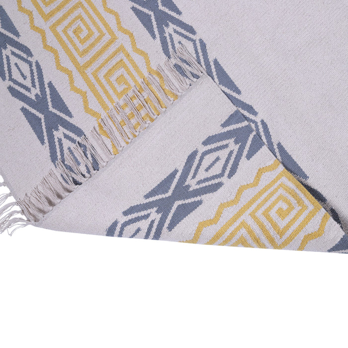 PEQURA Yellow/Gray and Natural Color Cotton Floor Covering Akbar Rug/Runner/Door Mat