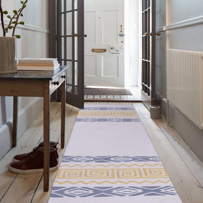 PEQURA Yellow/Gray and Natural Color Cotton Floor Covering Akbar Rug/Runner/Door Mat